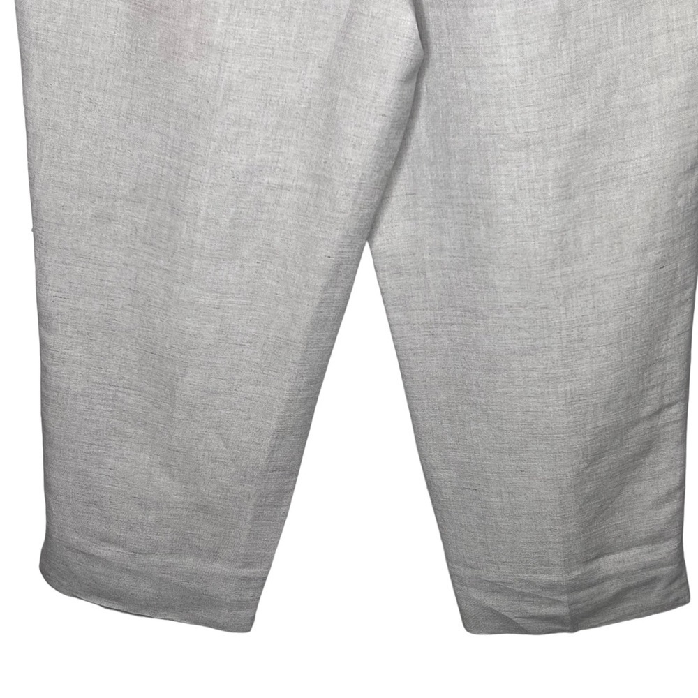 Annie Alexander Wide Leg Cropped Ankle Slacks Size 14 Ivory Linen Side Zip Lined - Picture 6 of 12